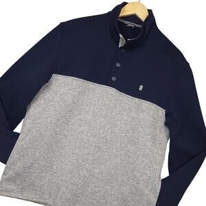 IZOD Men's Polyester Fleece Quarter Snap Lightweight Sweatshirt Large w/ Pockets